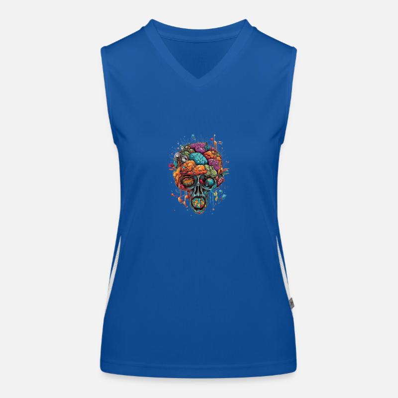 Surrealistic, psychedelic skull Women's Functional Contrast Tank Top