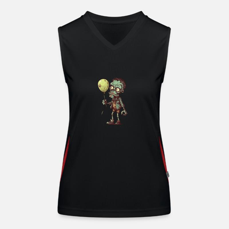 Cooler Comic Zombie mit gelbem Luftballon Funktionelles Kontrast-Tank Top für Frauen