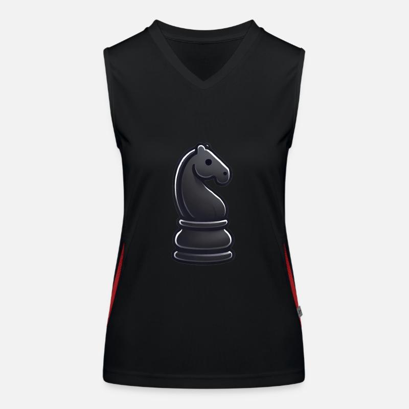 Elegante schwarze Ritter Schachfigur Funktionelles Kontrast-Tank Top für Frauen
