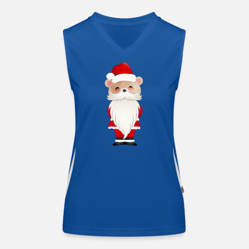 PETIT OURS DE NOËL AVEC BONNET DE PÈRE NOËL ET BARBE Débardeur respirant contrasté Femme