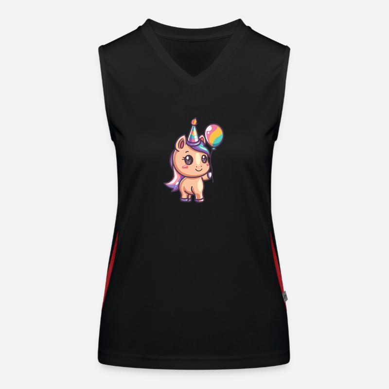Pferd Geburtstag Comic Funktionelles Kontrast-Tank Top für Frauen