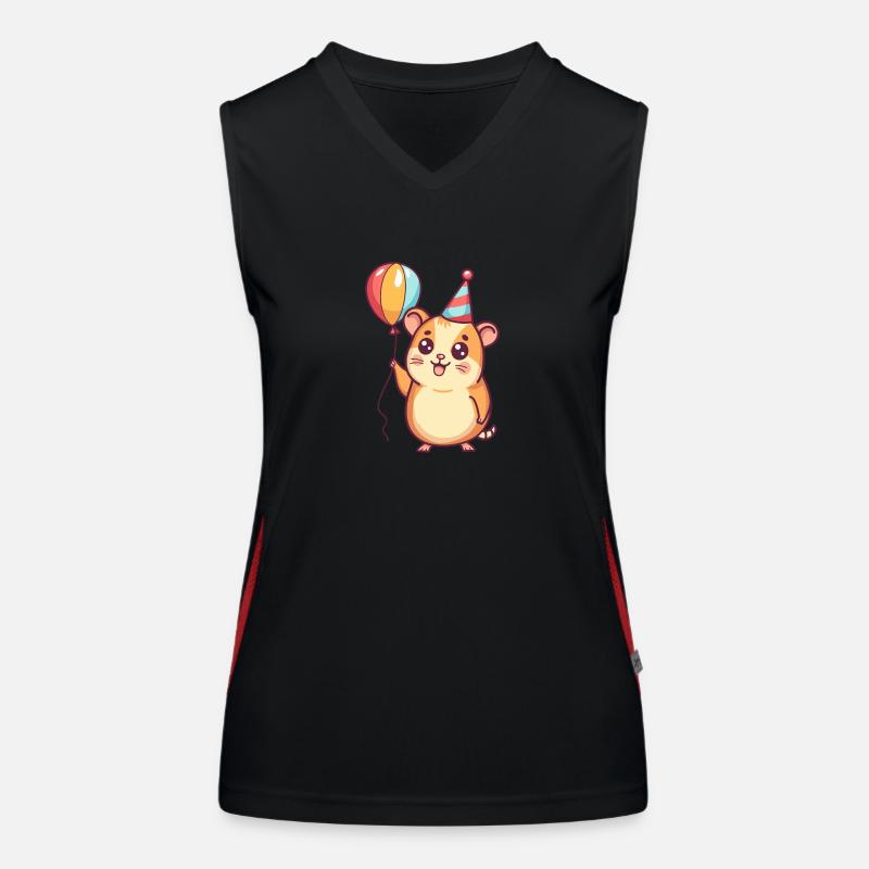 Hamster Geburtstag Comic Funktionelles Kontrast-Tank Top für Frauen
