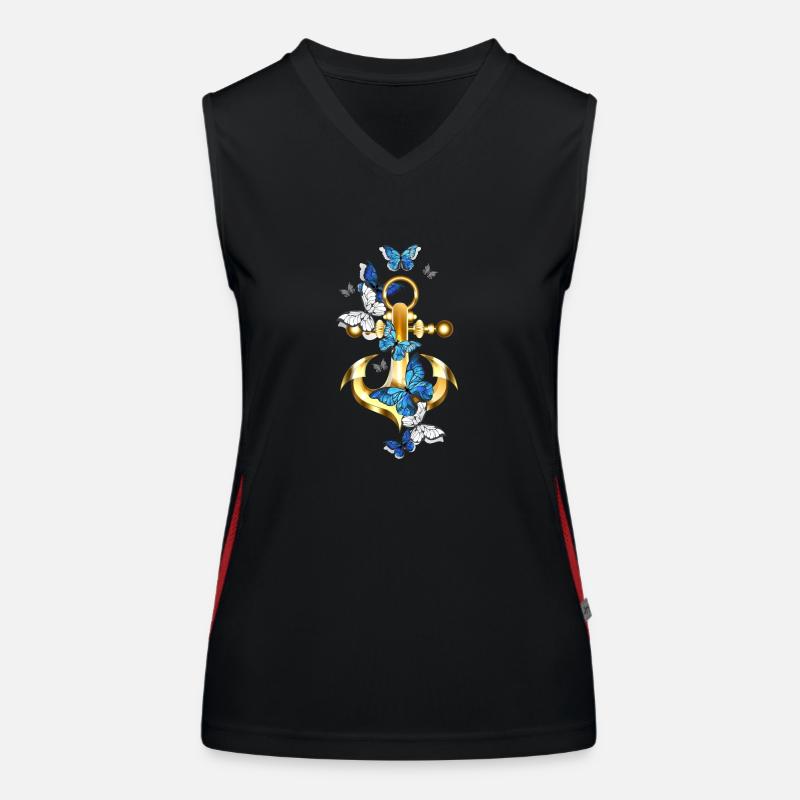 Anker mit Schmetterling-Maritim Funktionelles Kontrast-Tank Top für Frauen