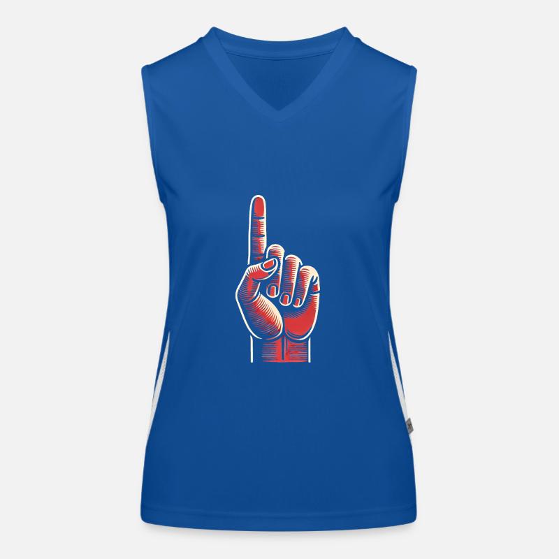 Bold Red Hand Gesture Design Women's Functional Contrast Tank Top