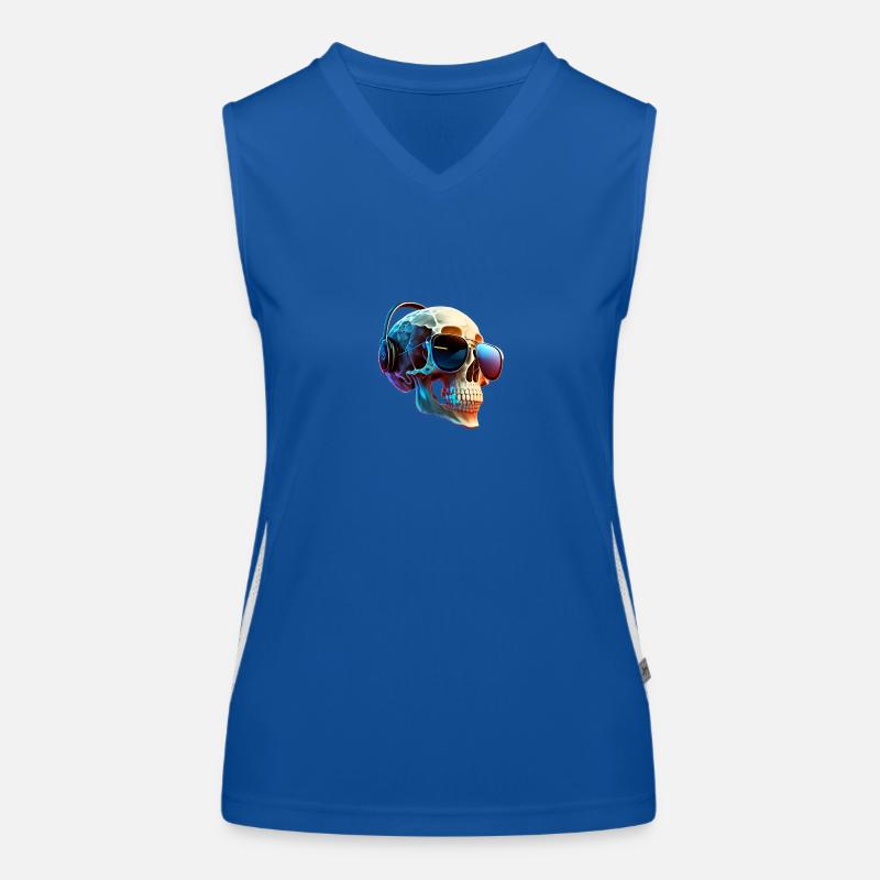 Schädel mit Kopfhörer Funktionelles Kontrast-Tank Top für Frauen