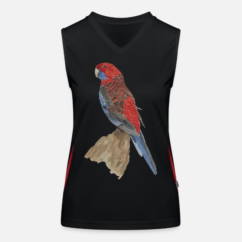 red blue parrot pennant parakeet Women's Functional Contrast Tank Top