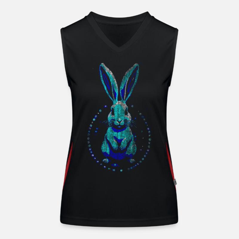 home Blue Art Easter Rabbit Women's Functional Contrast Tank Top