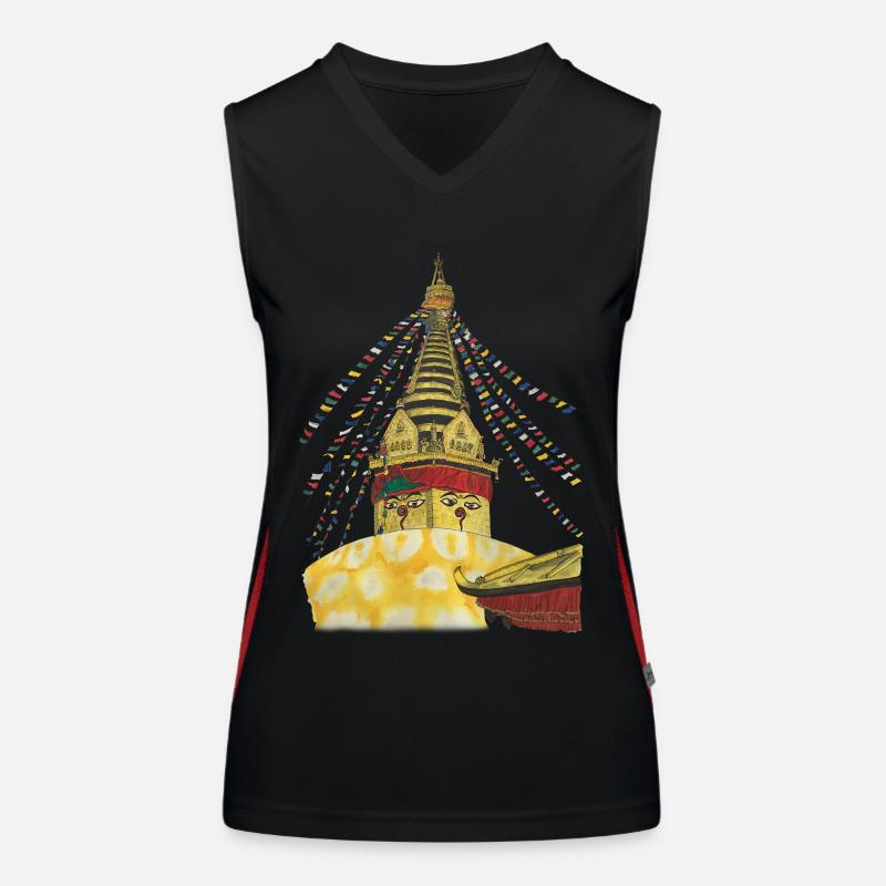 Stupa de Swayambhunath Katmandou Népal Bouddhisme Débardeur respirant contrasté Femme