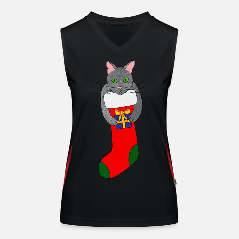 chat de Noël chaton de Noël chat de Noël Débardeur respirant contrasté Femme