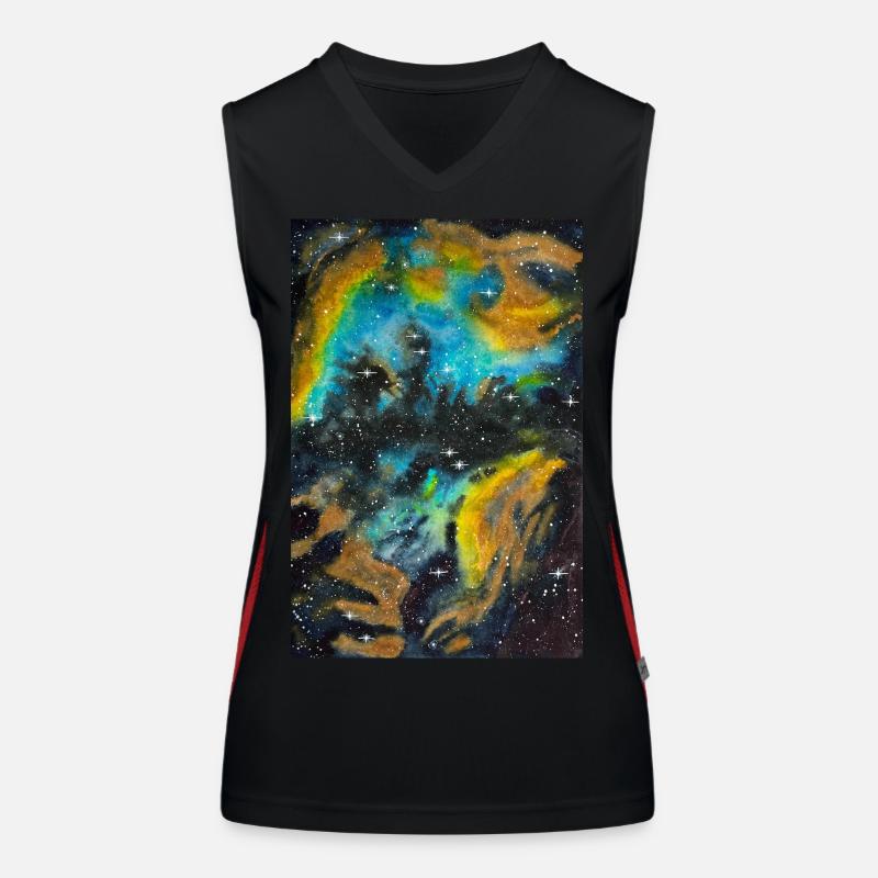 Galaxy Nebula NGC 5189 Galaxie Nebel Nerd Astro - Women's Functional Contrast Tank Top - black/red