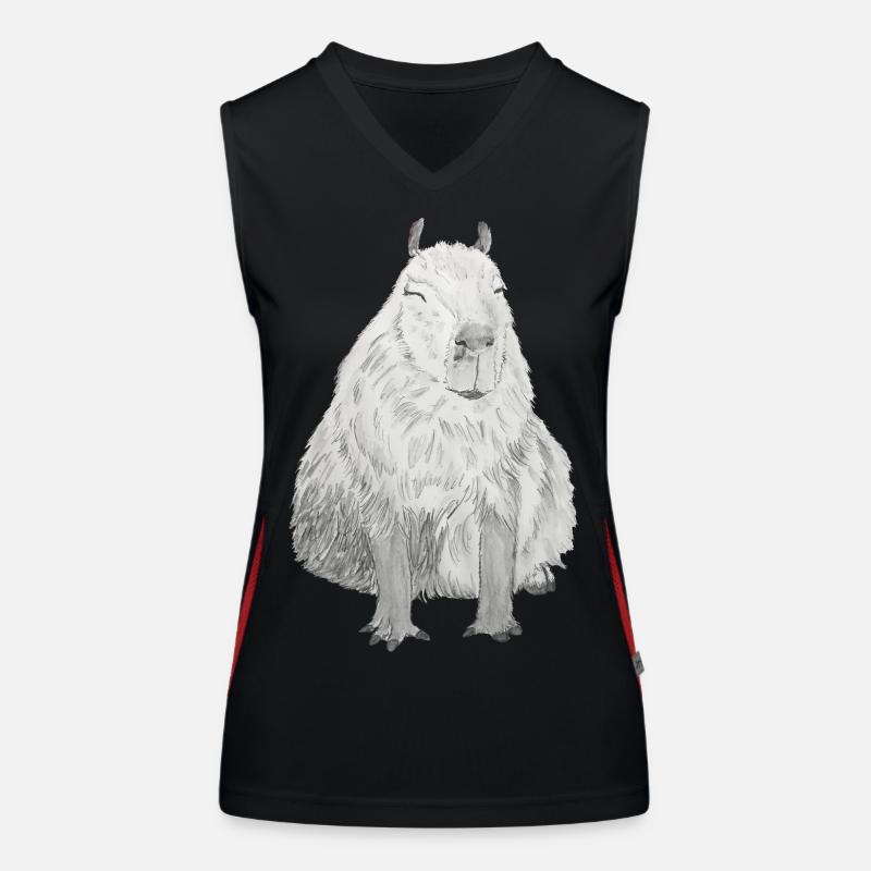 cute capybara capybara capibara guinea pig Women's Functional Contrast Tank Top