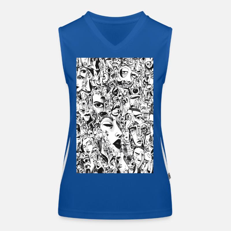 Masken-Mosaik: Gesichtskarussell Funktionelles Kontrast-Tank Top für Frauen