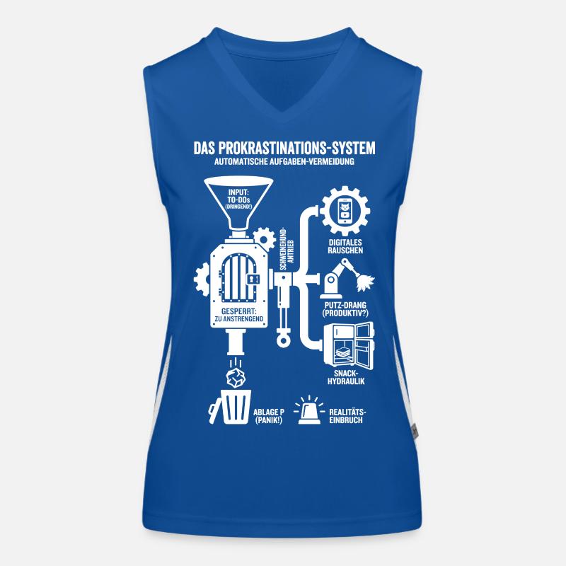 Procrastination System Funny Infographic Women's Functional Contrast Tank Top