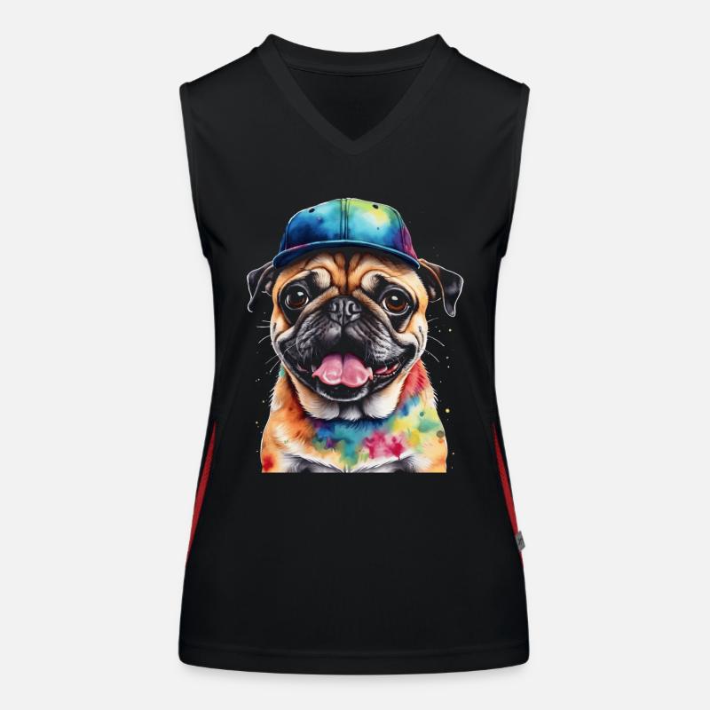 Carlin Snapback Cap Chien Coloré Drôle Design Imprimer Débardeur respirant contrasté Femme