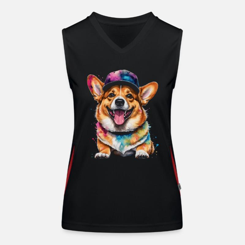 Corgi Snapback Cap Hund Lustig Tier Design Print Funktionelles Kontrast-Tank Top für Frauen