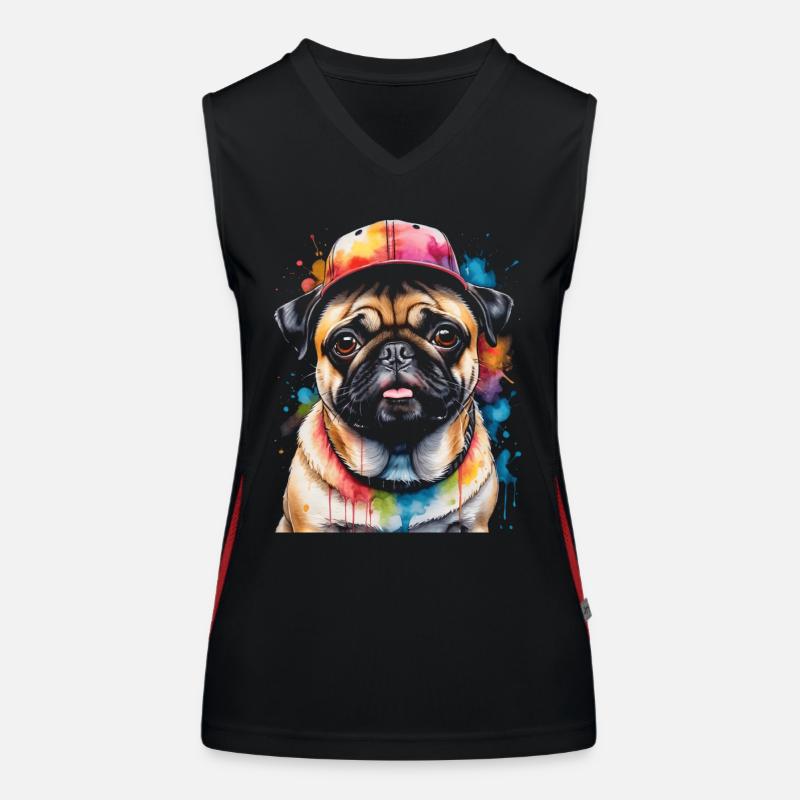 Carlin Snapback Cap Chien Coloré Drôle Design Imprimer Débardeur respirant contrasté Femme