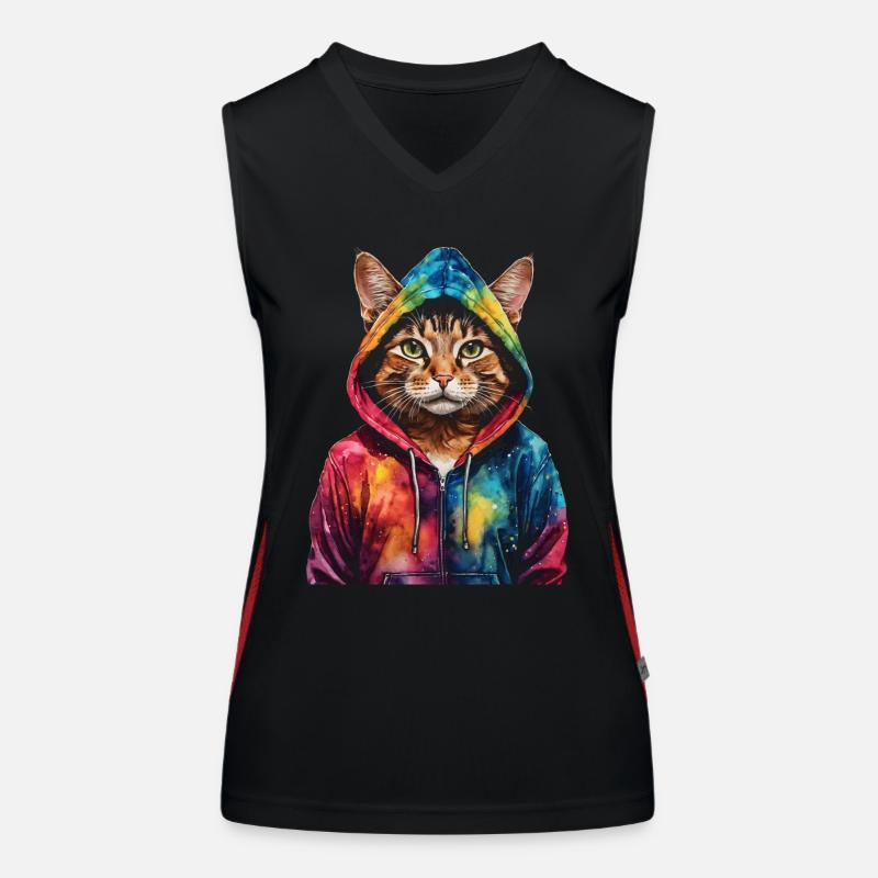 Chat Sweat à capuche Coloré Drôle Animal Design Imprimer Débardeur respirant contrasté Femme