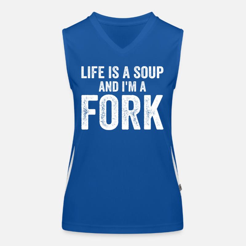 Das Leben Ist Eine Suppe Und Ich Bin Eine Gabel T-Shirts | Komisch Funktionelles Kontrast-Tank Top für Frauen