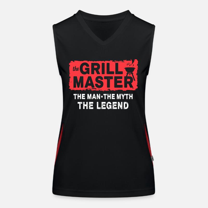 The Grillmaster BBQ Grilling Cult Saying Women's Functional Contrast Tank Top