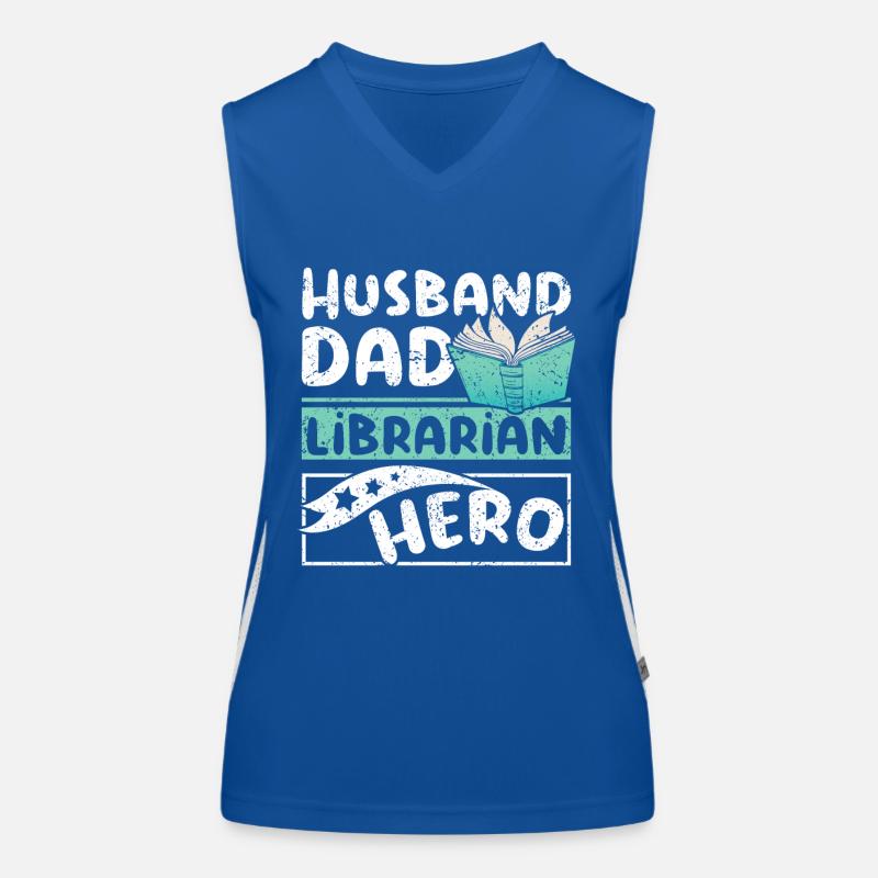 Husband dad librarian hero Funktionelles Kontrast-Tank Top für Frauen