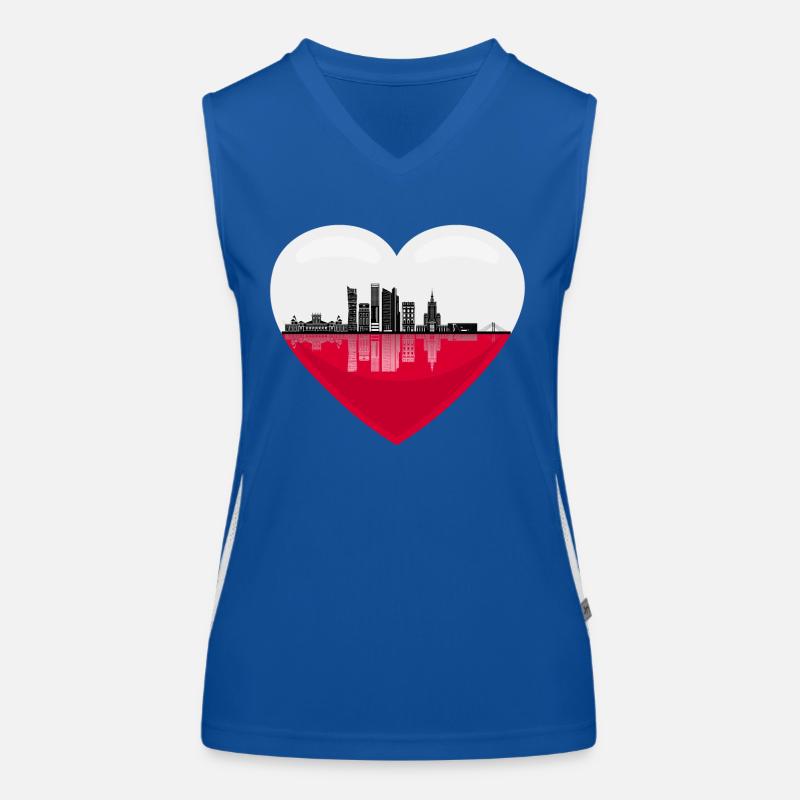 Pologne Drapeau en forme de cœur Varsovie Débardeur respirant contrasté Femme