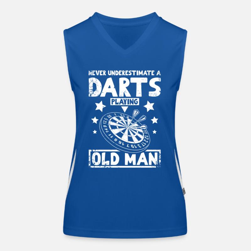 Never underestimate a darts playing old man Women's Functional Contrast Tank Top