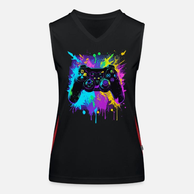 farbenfroher Graffiti Gaming Controller Funktionelles Kontrast-Tank Top für Frauen