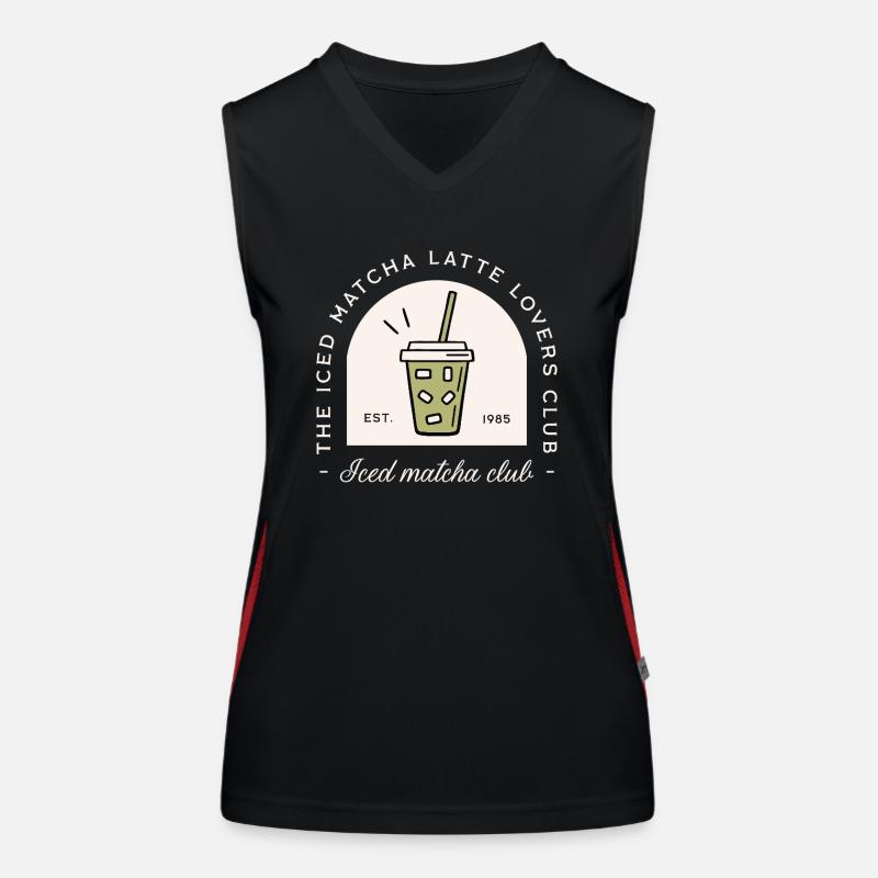 Iced matcha latte lovers Japanese drink funny - Women's Functional Contrast Tank Top - black/red