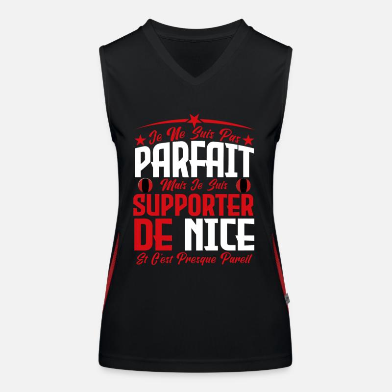 je ne suis pas parfait, supporteur de Nice . Débardeur respirant contrasté Femme