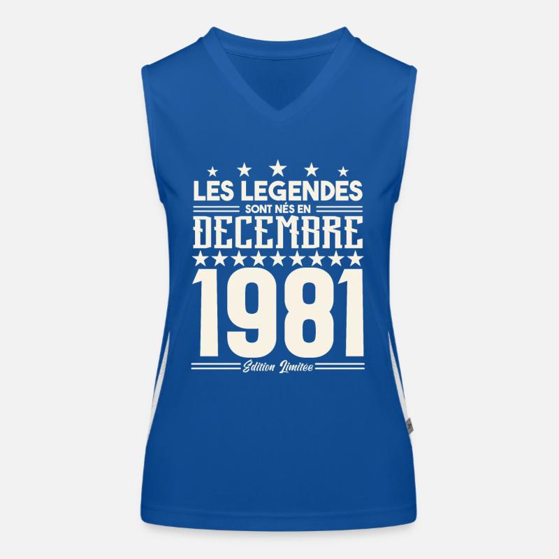 Les Légendes Sont Nés En Décembre 1981, Cadeau. Débardeur respirant contrasté Femme