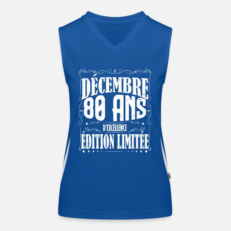 meilleur Cadeau d'anniversaire, Décembre 80 Ans. Débardeur respirant contrasté Femme