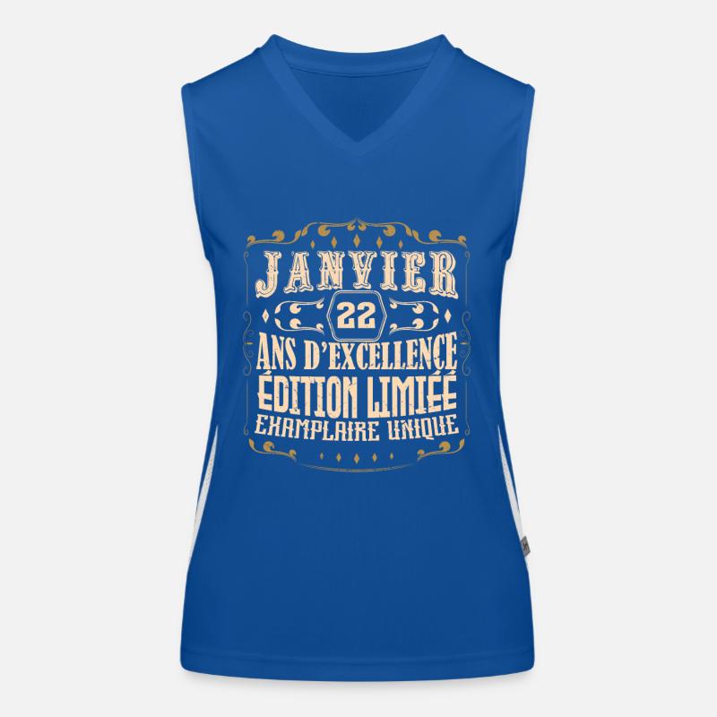 Vintage Janvier 22 ans. anniversaire janvier. Débardeur respirant contrasté Femme