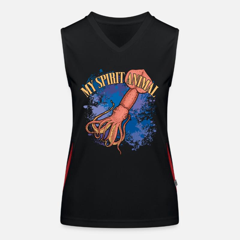 Calmar Calmar géant sur des éclaboussures colorées de couleur Débardeur respirant contrasté Femme