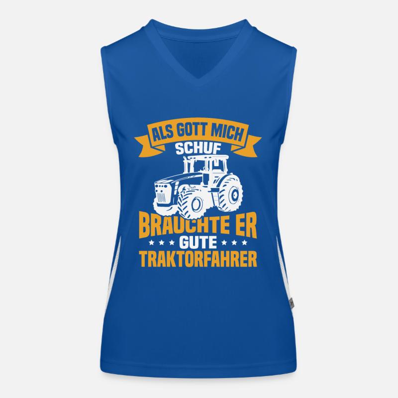 Als gott mich schuf brauchte er gute traktorfahrer Funktionelles Kontrast-Tank Top für Frauen