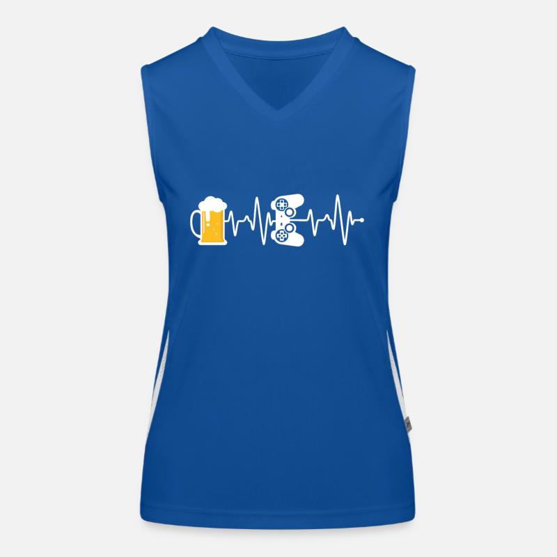 Gamer Bier Herzschlag Funktionelles Kontrast-Tank Top für Frauen