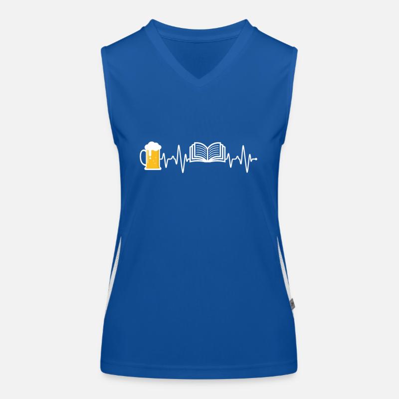 Bier und Buch Herzschlag Funktionelles Kontrast-Tank Top für Frauen