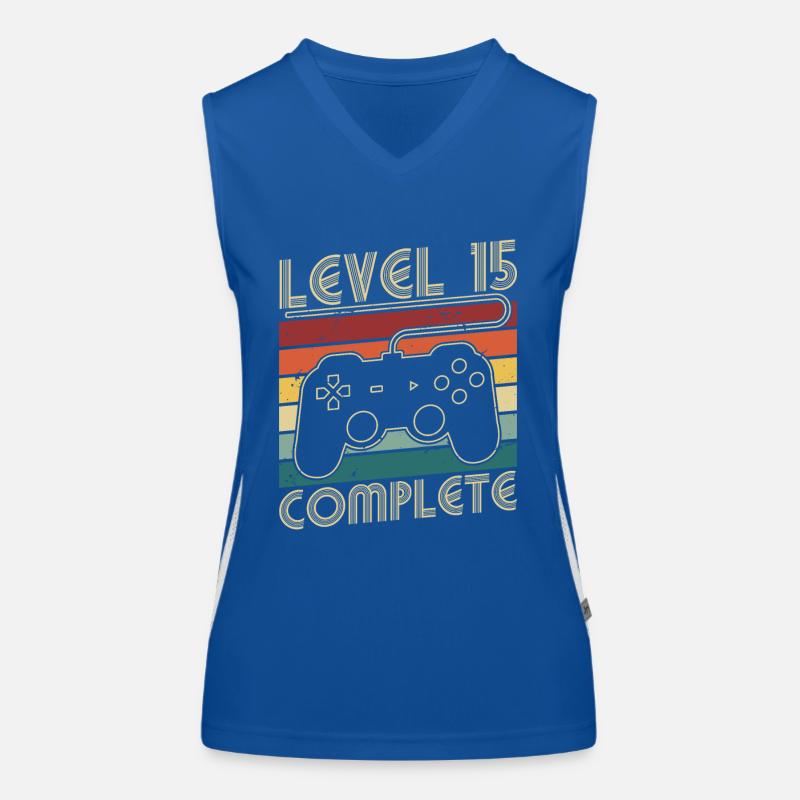 Level 15 Complete 15 Jahre Geburtstags Geschenk Funktionelles Kontrast-Tank Top für Frauen