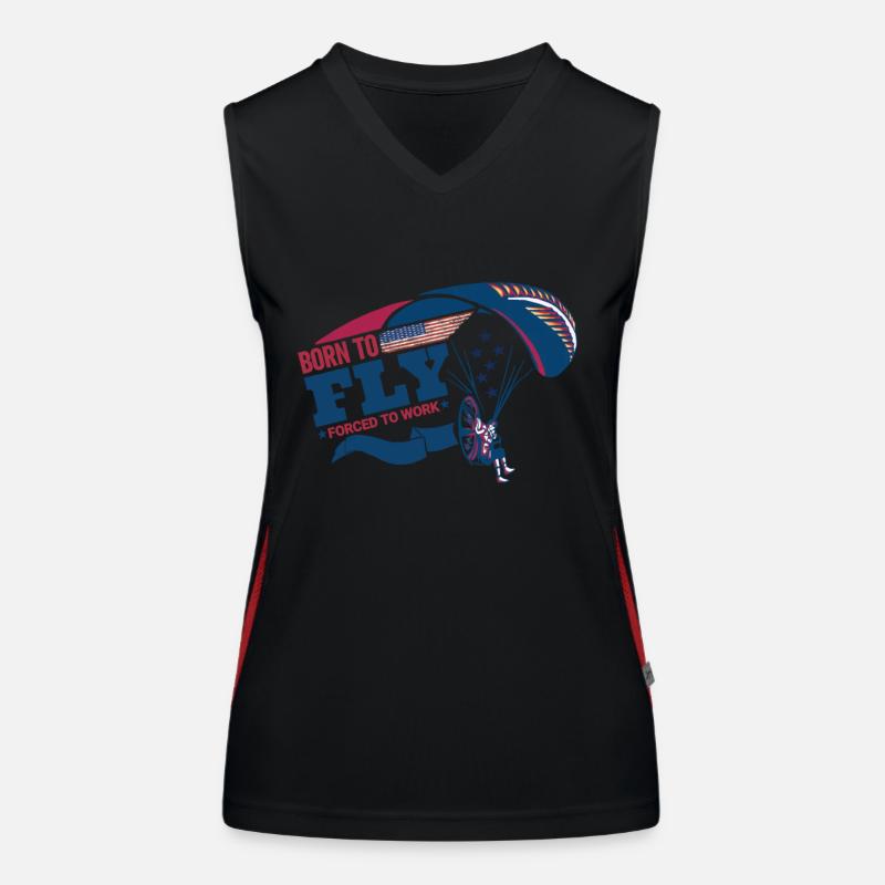Born To Fly Forced To Work Motorschirmpilot Funktionelles Kontrast-Tank Top für Frauen