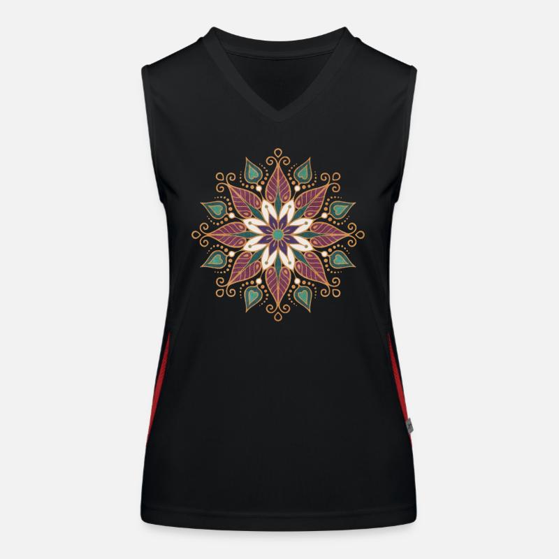 Mandala de fleur blanche Débardeur respirant contrasté Femme