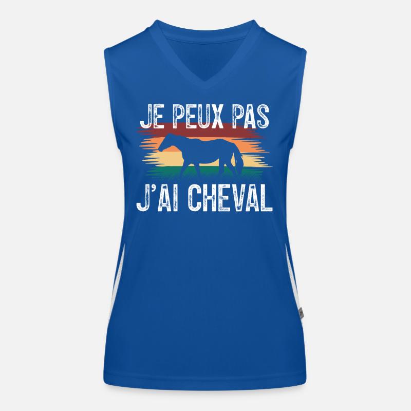 Je peux pas J'ai cheval. Cadeau chevalier. Débardeur respirant contrasté Femme