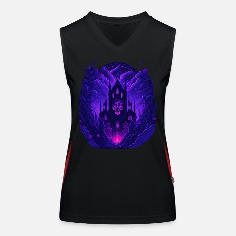 neon gothic architecture gothic castle Women's Functional Contrast Tank Top