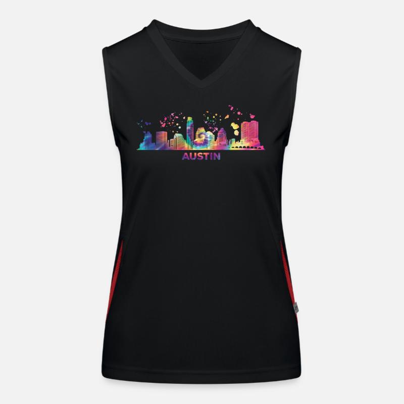 Austinites Aquarell Skyline Austin Funktionelles Kontrast-Tank Top für Frauen
