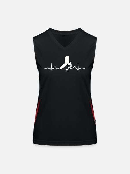 Flügel Surfer Wingsurfing Retro Folie Flügel - Funktionelles Kontrast-Tank Top für Frauen - Schwarz/Rot - Vorne
