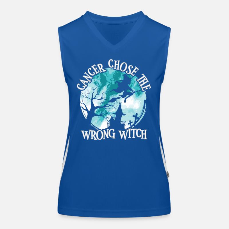 Cancer Witch Teal White Cervical Cancer Women's Functional Contrast Tank Top