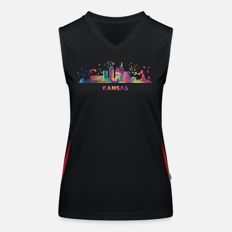 Kansans Skyline Cityscape Kansas Women's Functional Contrast Tank Top