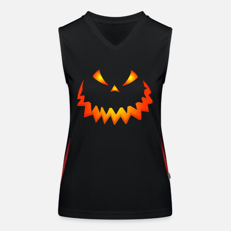 Joyeux visage de citrouille d’Halloween Débardeur respirant contrasté Femme