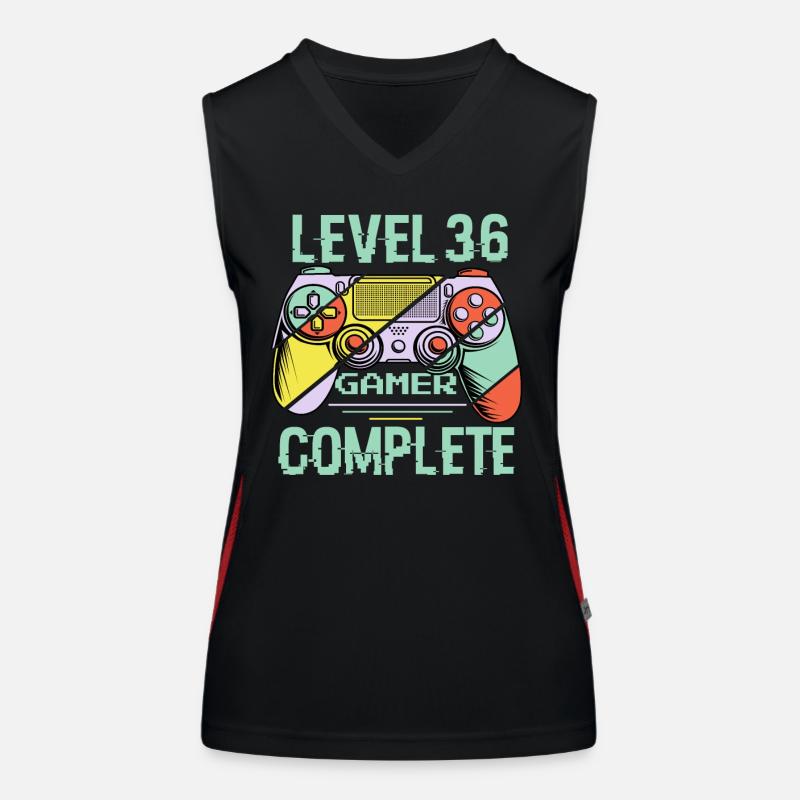 Niveau 36 complète 36 Ans Gamer Level 36 Complete Débardeur respirant contrasté Femme