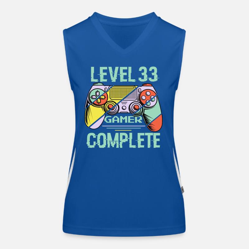 Level 33 Complete 33 Years Old Gamer Level 33 Complete Women's Functional Contrast Tank Top