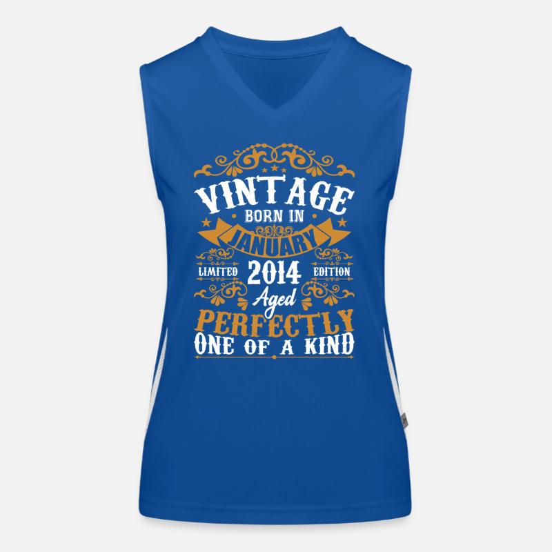 Januar 2014 Vintage Retro Geburtstagsgeschenk Funktionelles Kontrast-Tank Top für Frauen