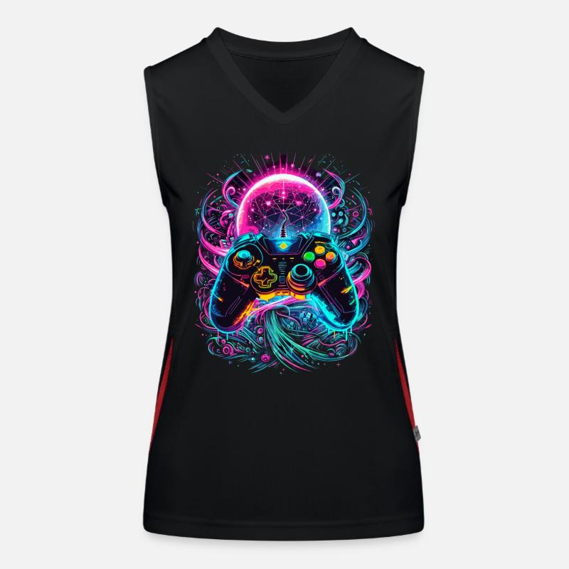 Manette de jeu Cyberpunk de Synthwave Débardeur respirant contrasté Femme
